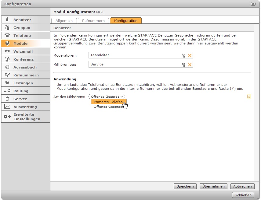 Modul "ModCall"