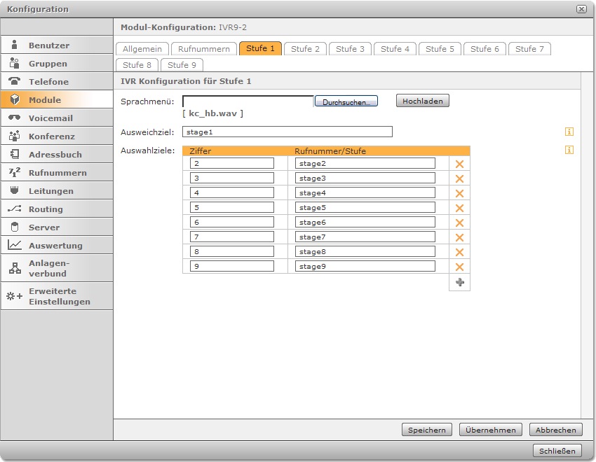 Modul "IVR mehrstufig"