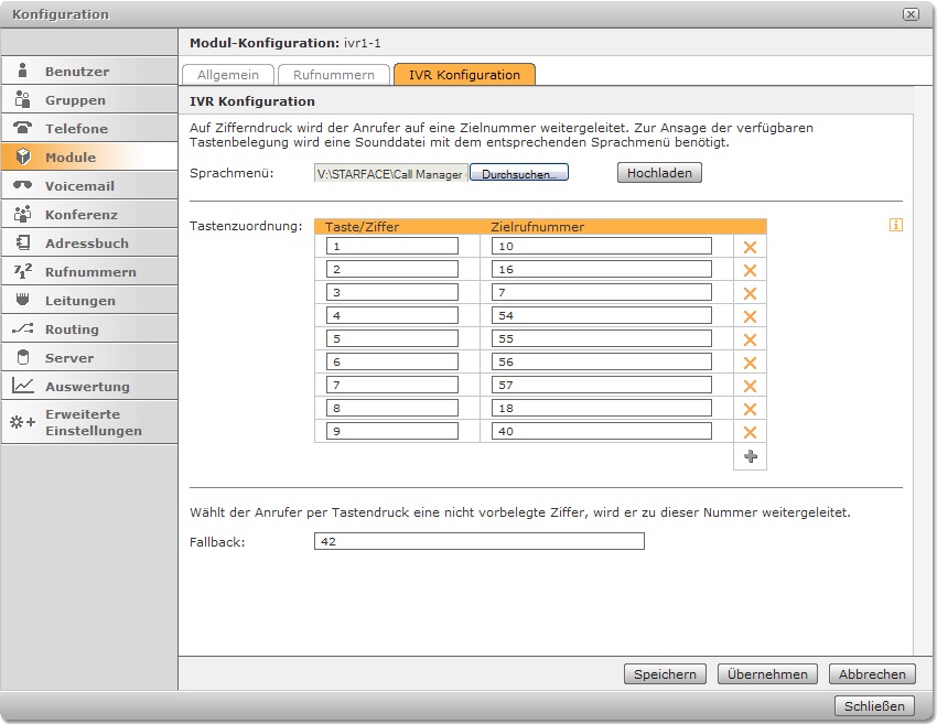 Modul "IVR einstufig"