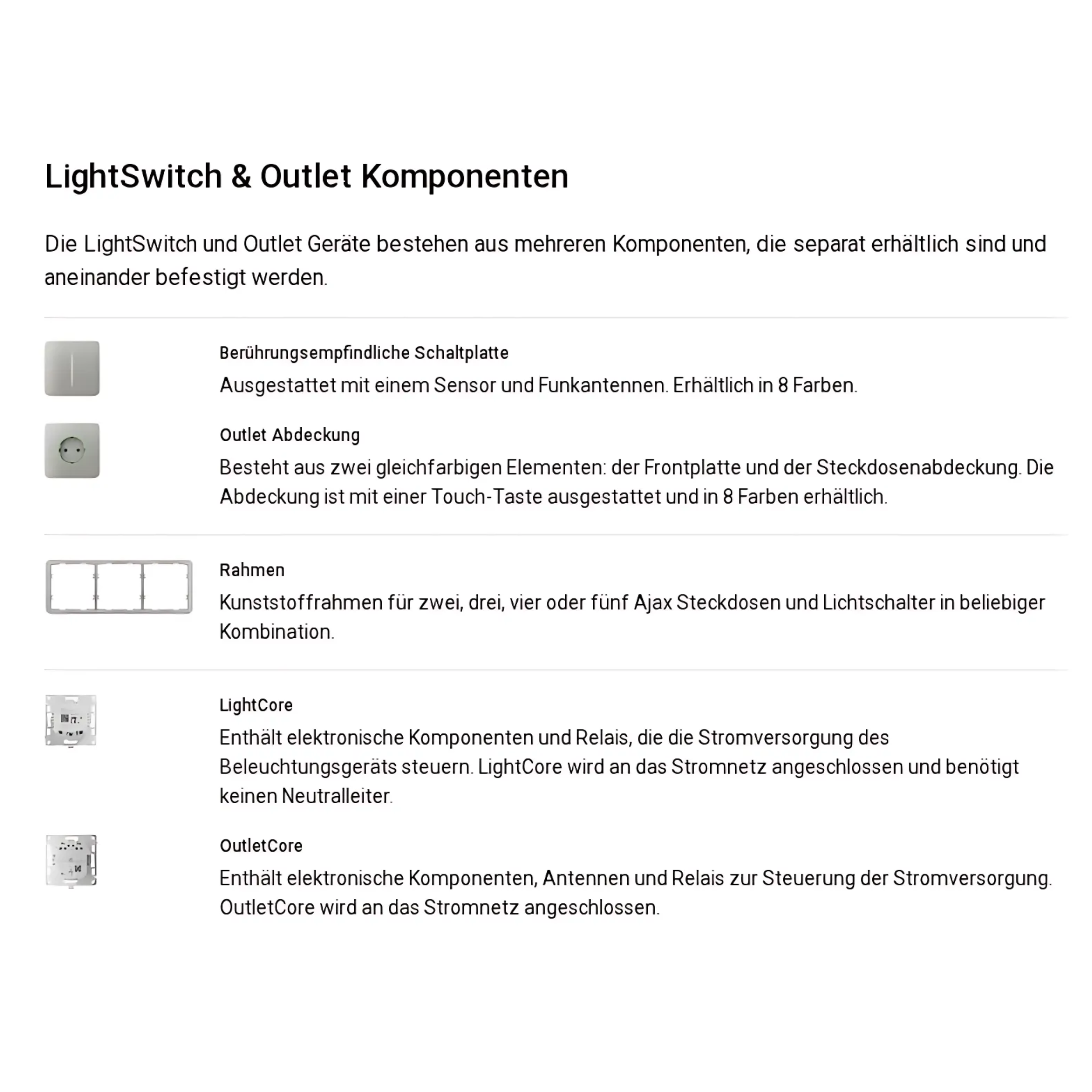 Ajax Homeautomation LightSwitch / Outlet Frame (5 seats) vertical