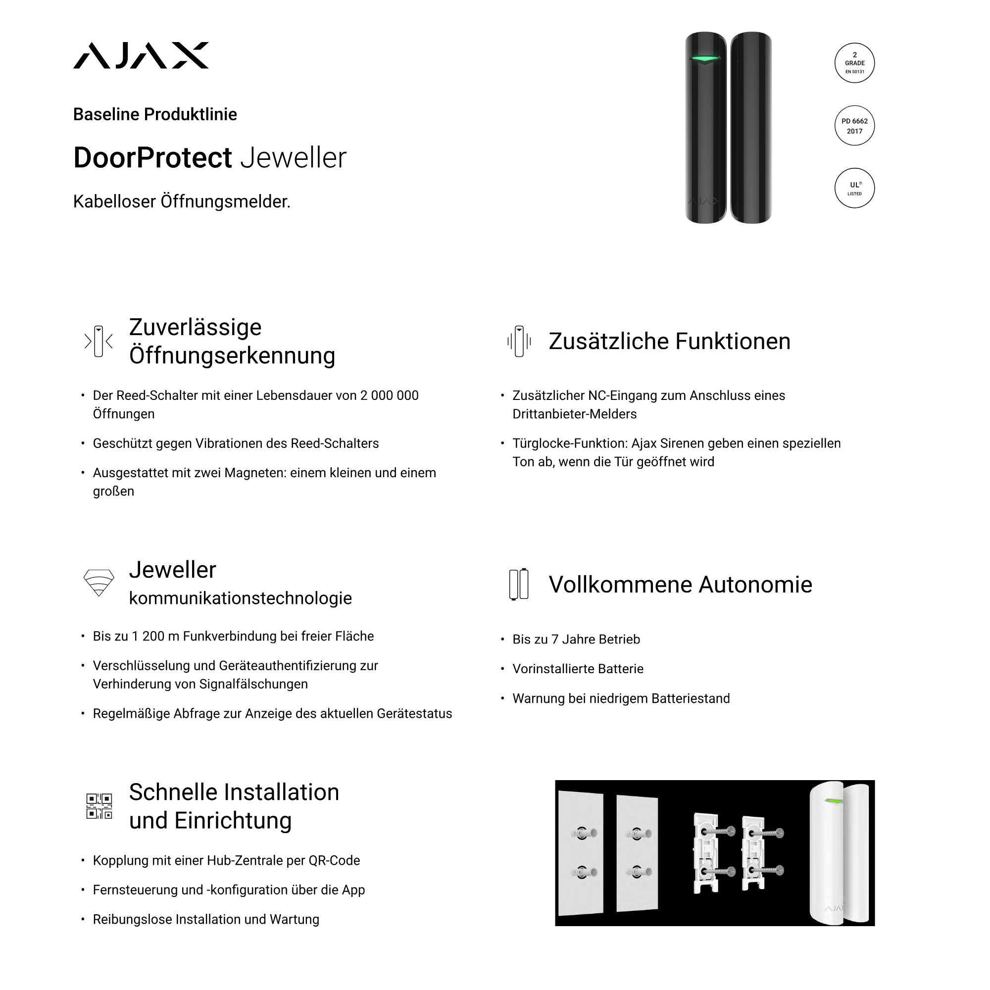 Ajax Alarmanlage DoorProtect - schwarz